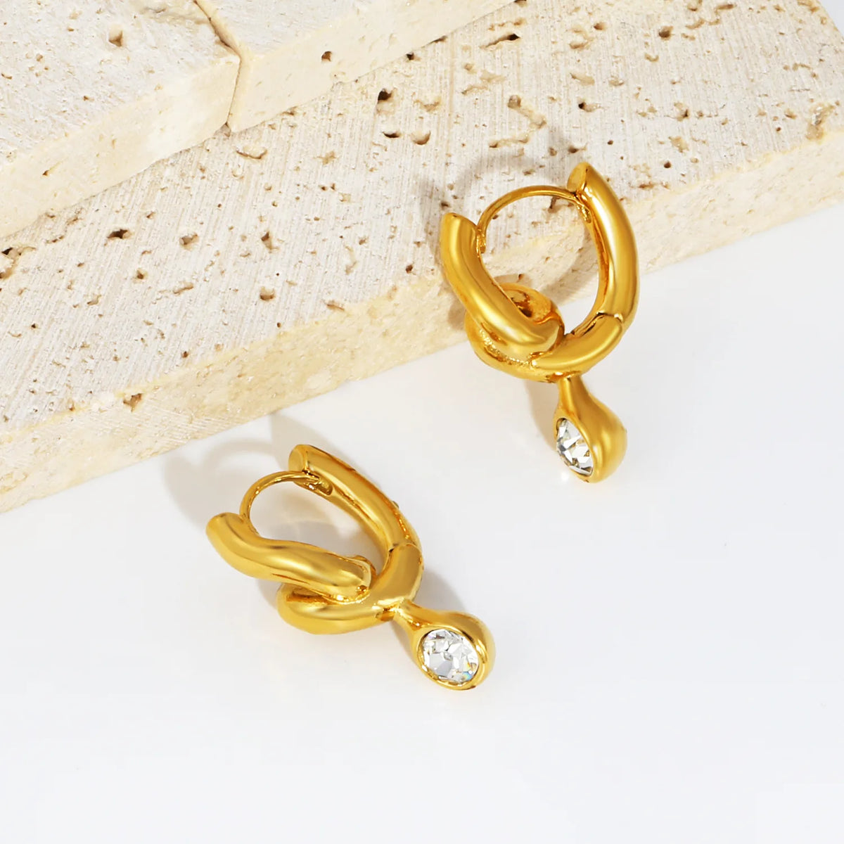 Twist Knot CZ Drop Huggie Hoop Earrings |  Statement Earrings Wholesale MOQ 12