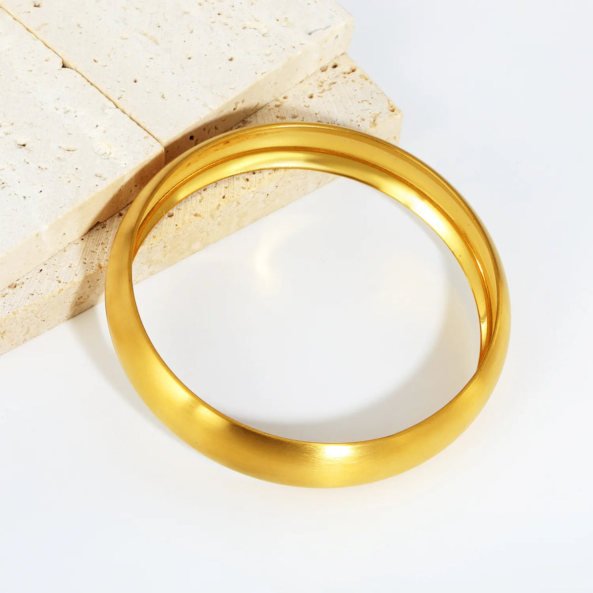 Smooth Matte Gold Stainless Steel Bangle | 25/30mm Width | 18K Gold Plated Wrist Cuff | WholesaleMOQ 12