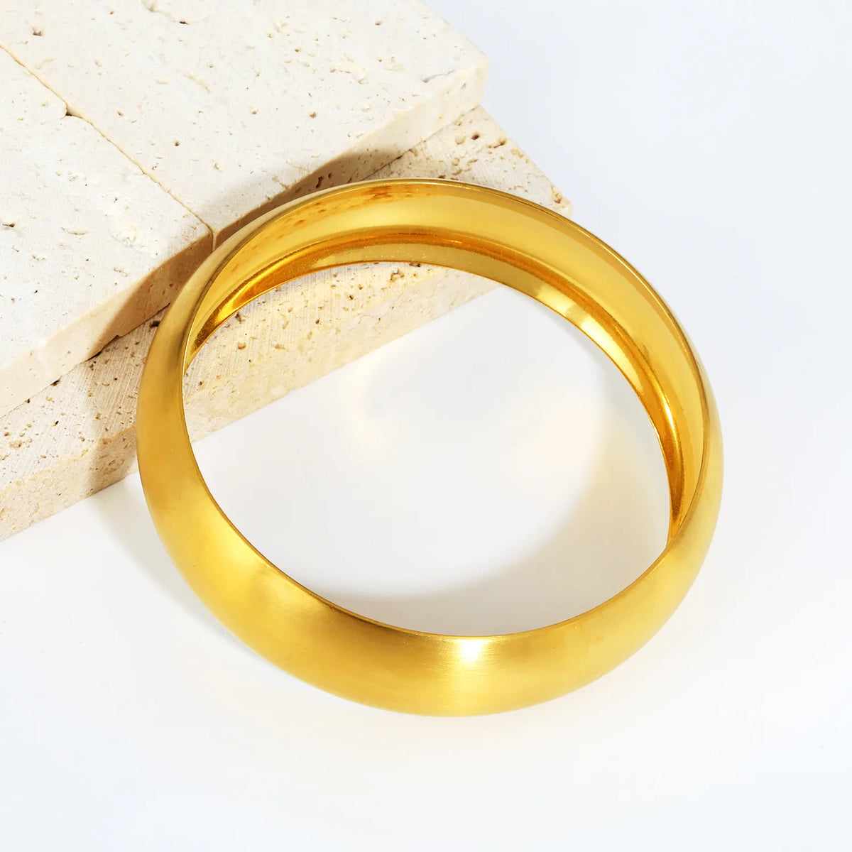 Smooth Matte Gold Stainless Steel Bangle | 25/30mm Width | 18K Gold Plated Wrist Cuff | WholesaleMOQ 12