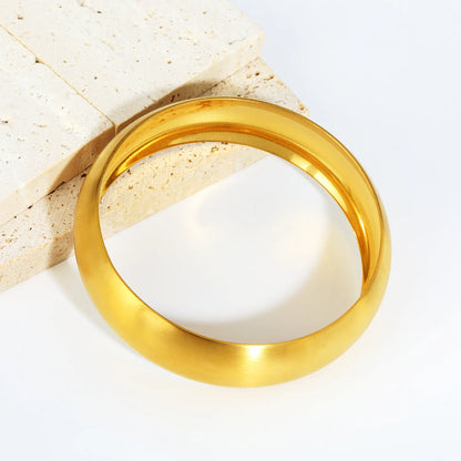 Smooth Matte Gold Stainless Steel Bangle | 25/30mm Width | 18K Gold Plated Wrist Cuff | WholesaleMOQ 12