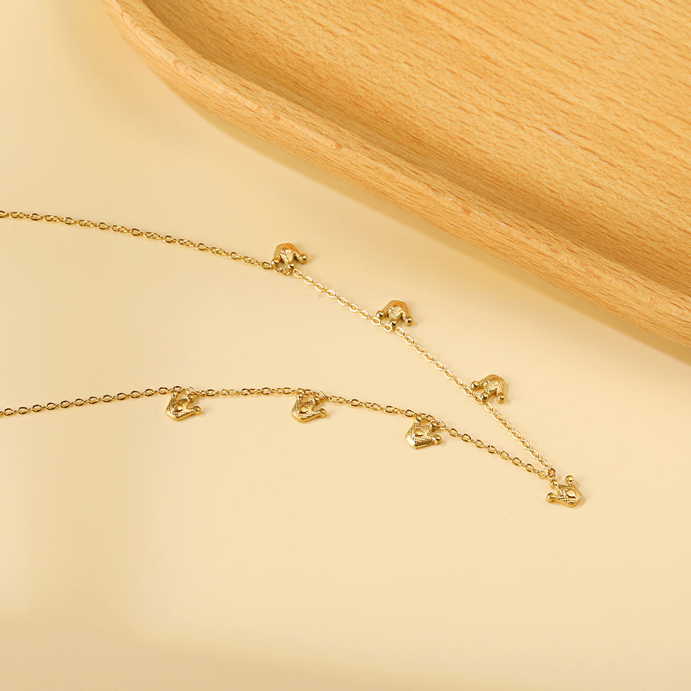 4 Different necklaces shell + cherry + crown + red dragonfly