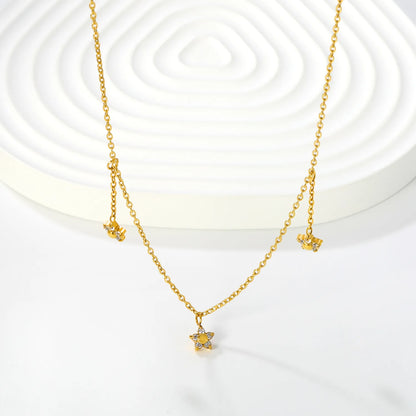 18K Gold Plated Minimalist Layering Necklace | Dainty Multi Star Charms Design | MOQ 12