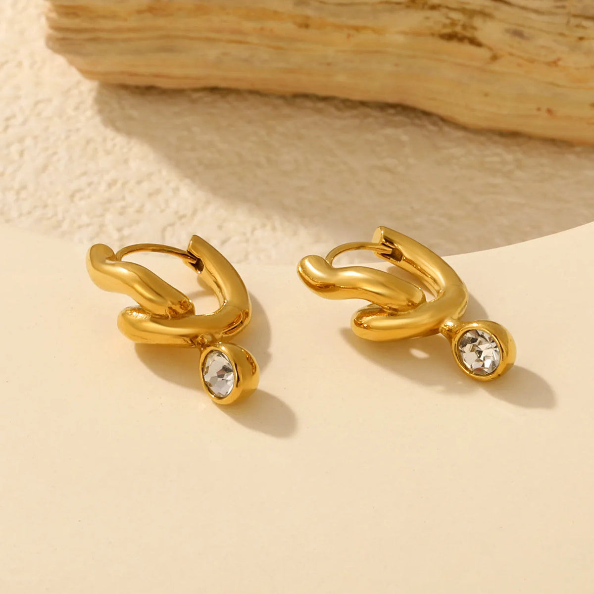 Twist Knot CZ Drop Huggie Hoop Earrings |  Statement Earrings Wholesale MOQ 12