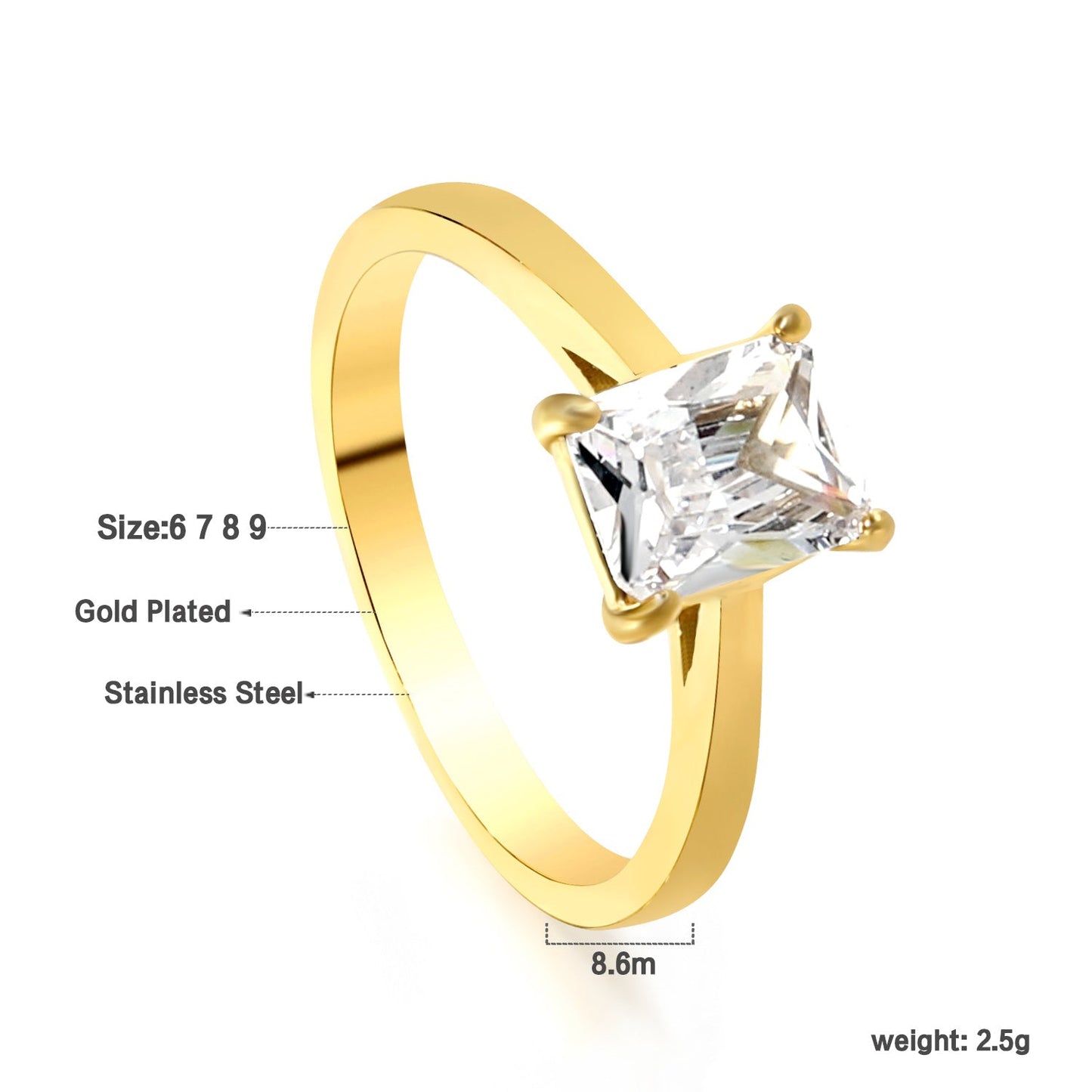 4 Claw & Square Diamond Ring