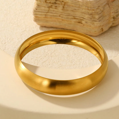 Smooth Matte Gold Stainless Steel Bangle | 25/30mm Width | 18K Gold Plated Wrist Cuff | WholesaleMOQ 12