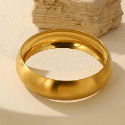 Smooth Matte Gold Stainless Steel Bangle | 25/30mm Width | 18K Gold Plated Wrist Cuff | WholesaleMOQ 12