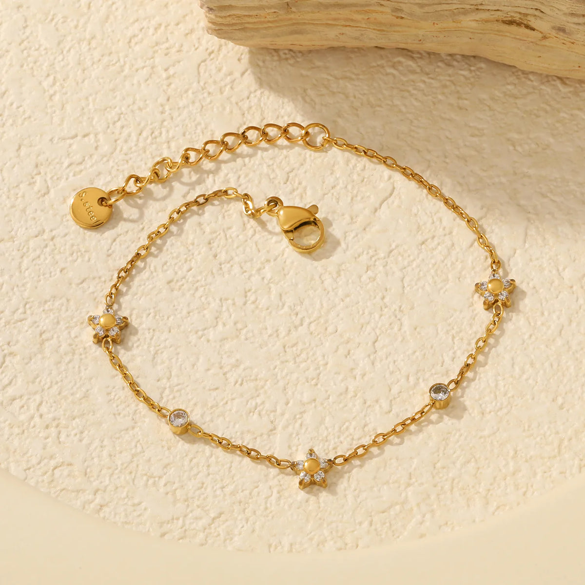 Whimsical Star Station Zircon Bracelet | 17+3cm Adjustable | 18K Gold Plated Jewelry MOQ 12