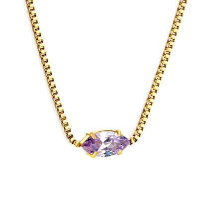 2024 New year 12 different colors diamond pendant necklace 42+5cm