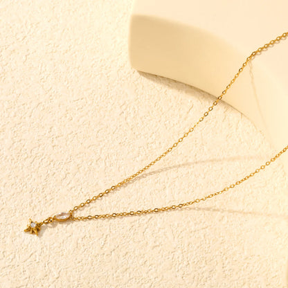 Celestial North Star Marquise CZ Rolo Chain Necklace | | 18K Gold Plated | MOQ 12