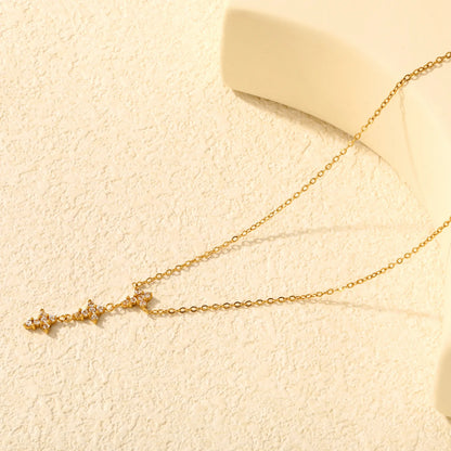 Vertical Cross Paved CZ Pendant Rolo Chain Necklace | Dainty Drop Cross Design | Wholesale MOQ 12