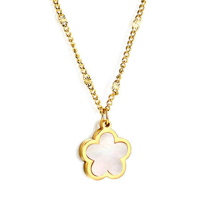 2025 New Year Peach Blossom Shape with White Shell Pendant Necklace 45+5cm