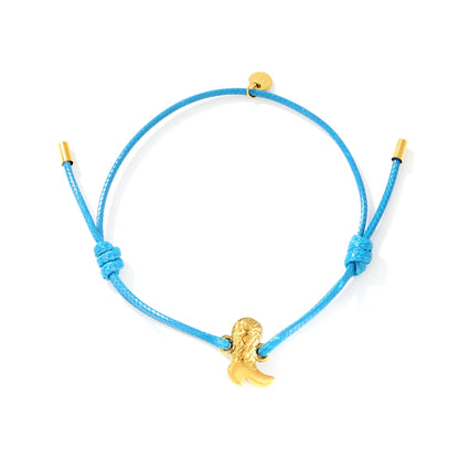 Blue Wax Rope Cowboy Boot Charm Bracelet for Wholesale | 18K Gold Plated Charm | MOQ 12