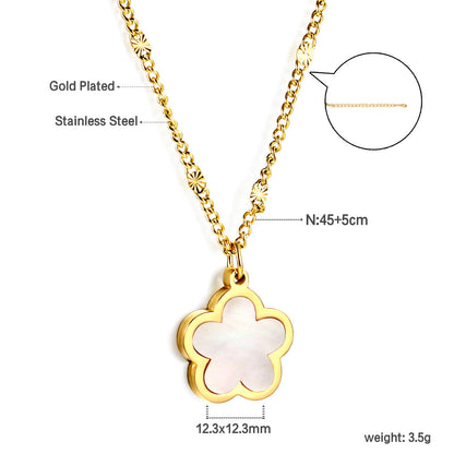 2025 New Year Peach Blossom Shape with White Shell Pendant Necklace 45+5cm