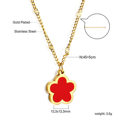 2025 New Year Peach Blossom Shape with White Shell Pendant Necklace 45+5cm
