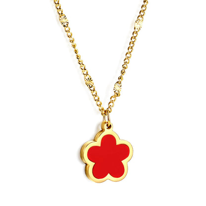 2025 New Year Peach Blossom Shape with White Shell Pendant Necklace 45+5cm
