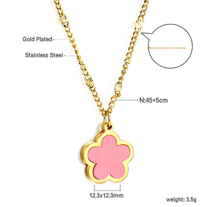 2025 New Year Peach Blossom Shape with White Shell Pendant Necklace 45+5cm