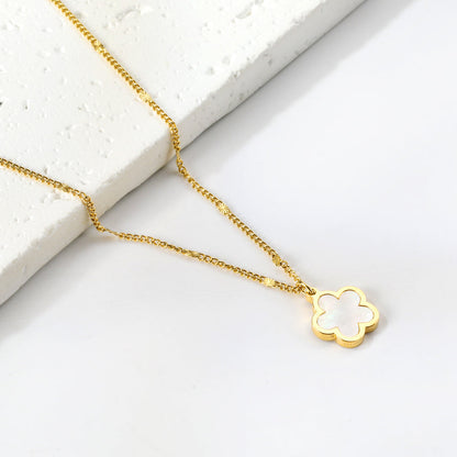2025 New Year Peach Blossom Shape with White Shell Pendant Necklace 45+5cm