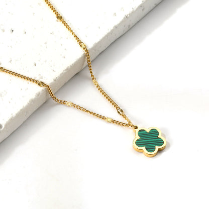 2025 New Year Peach Blossom Shape with White Shell Pendant Necklace 45+5cm