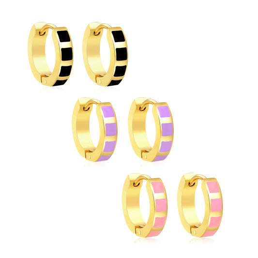 2.9*13.4mm 18K Gold Plated Colorful Enamel Hoop Earring Hypoallergenic Wholesale Earrings