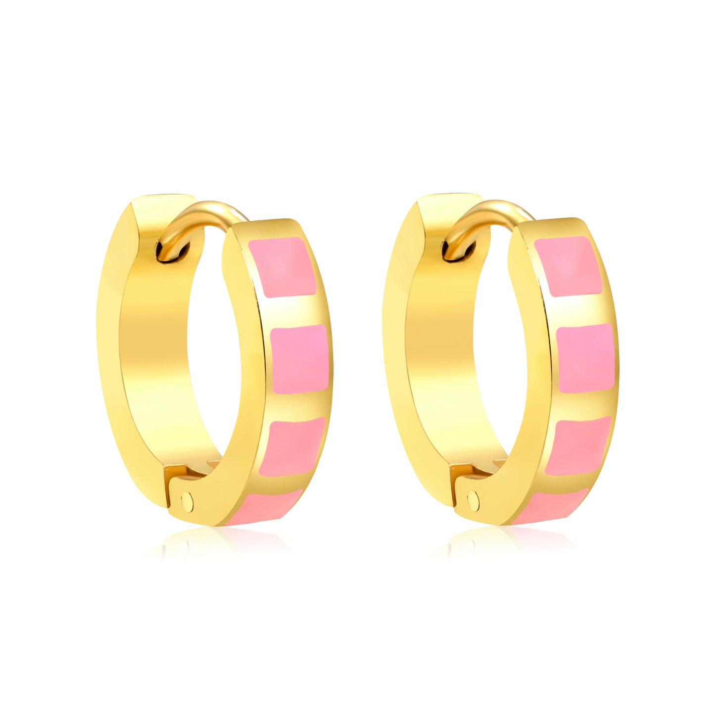2.9*13.4mm 18K Gold Plated Colorful Enamel Hoop Earring Hypoallergenic Wholesale Earrings