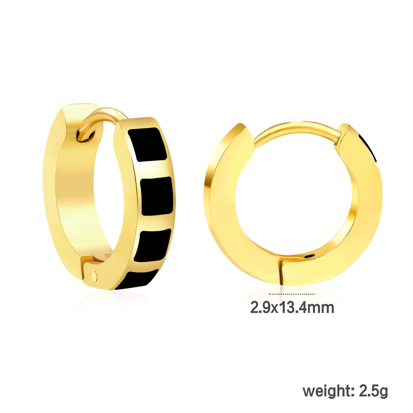 2.9*13.4mm 18K Gold Plated Colorful Enamel Hoop Earring Hypoallergenic Wholesale Earrings