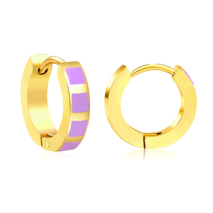 2.9*13.4mm 18K Gold Plated Colorful Enamel Hoop Earring Hypoallergenic Wholesale Earrings