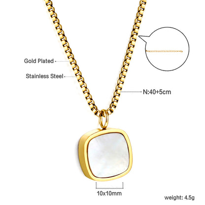 2024 New Year Square Pendant Necklace with White Shell 40+5cm