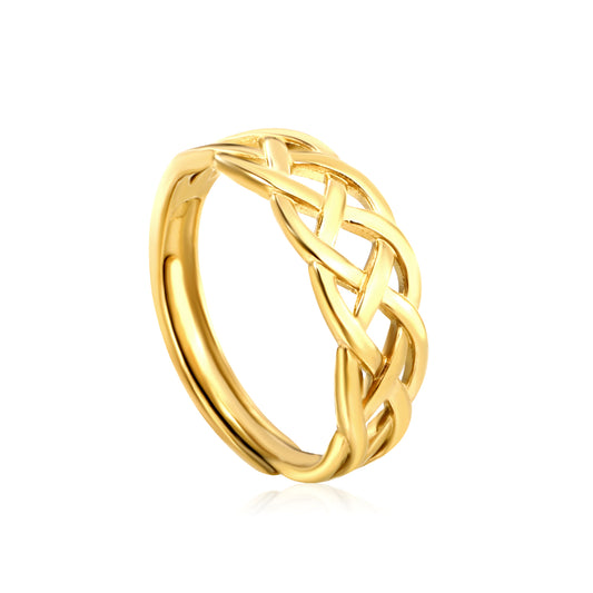 6.8mm Multiple Cross Lines Simple 18K Gold Ring Weave Shape C-Rings Wholesale