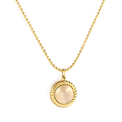Round Twist Trim with White Cat's Eye Pendant 11.6mm Necklace 45+5cm