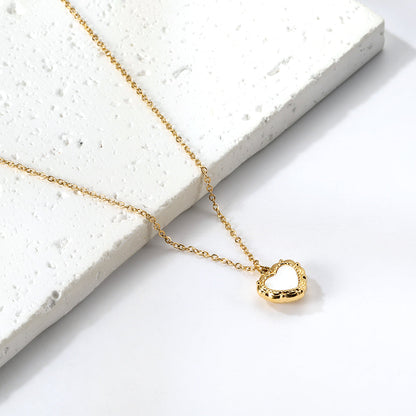 Heart with White Shell Pendant Necklace 39+5cm