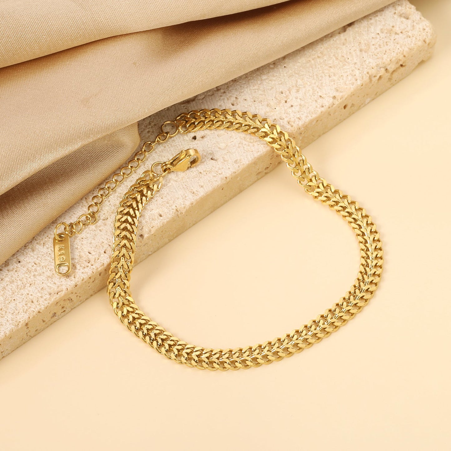 Wholesale Double Spell Matching Chain Bracelet 19+5cm Golden