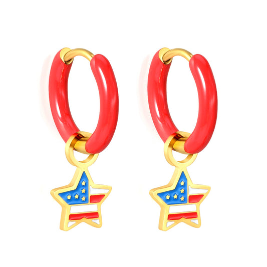 2*10mm circle with red dripping oil + 8.2*12.2mm pentagram with mixed color dripping oil fittings gold color