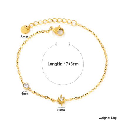 Chic Ethereal North Star Zircon Bracelet Wholesale | 18K Gold Plated | MOQ 12