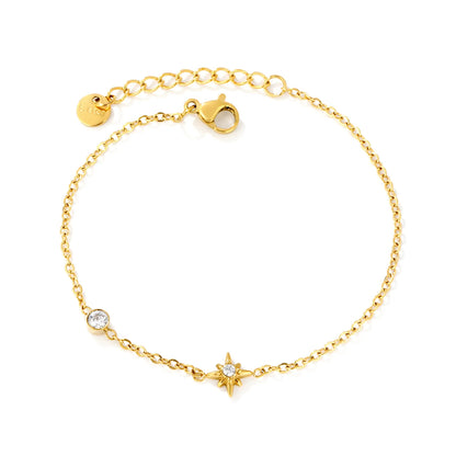 Chic Ethereal North Star Zircon Bracelet Wholesale | 18K Gold Plated | MOQ 12
