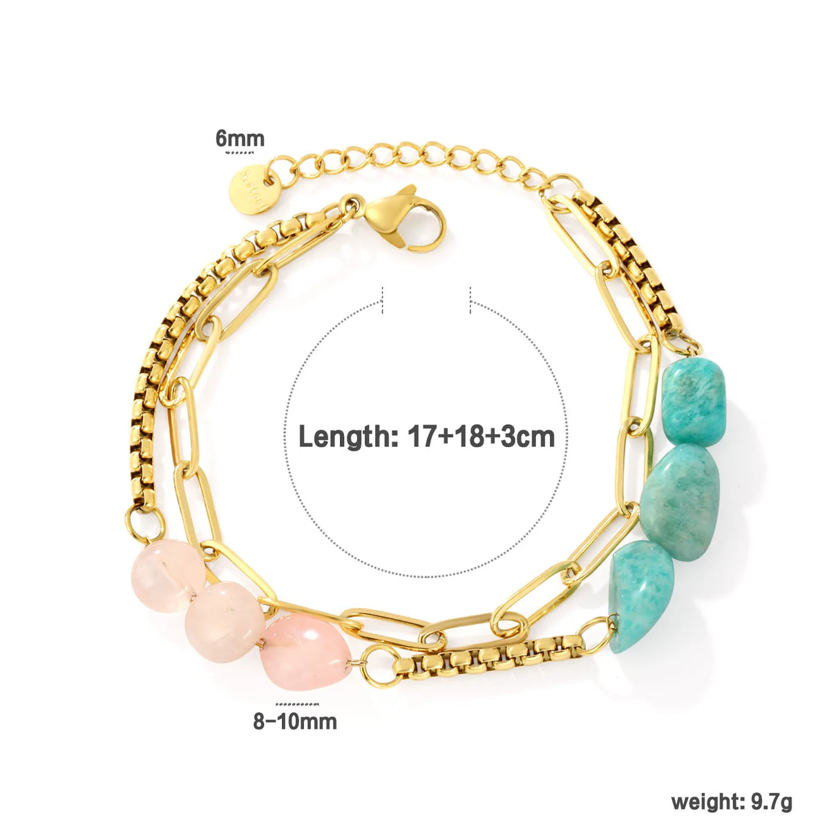 Boho Layered Natural Stone Bead Bracelet | Two Colors Option | 17+18+3cm Adjustable | Bulk Order MOQ 12