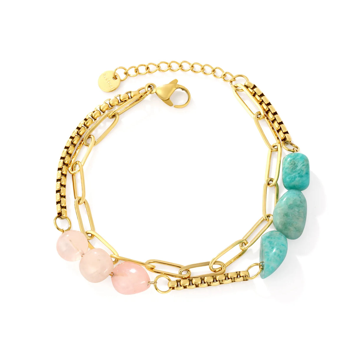 Boho Layered Natural Stone Bead Bracelet | Two Colors Option | 17+18+3cm Adjustable | Bulk Order MOQ 12