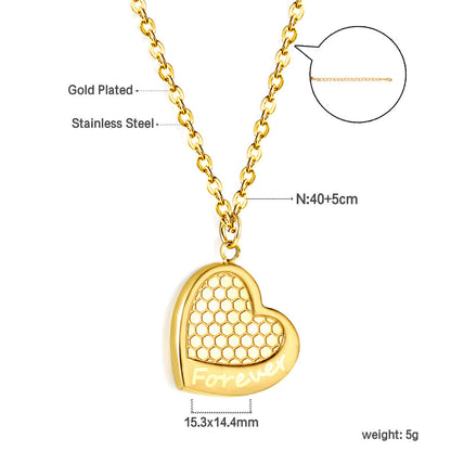 2024 New Year Forever Heart Mesh Pendant Necklace 40+5cm