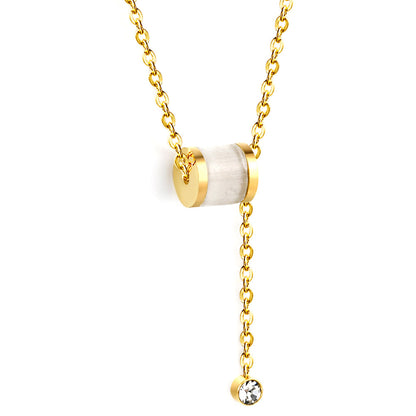 2024 New Year's 4 Circles & 1 Cylinder Accessory Pendant with Diamond Necklace 50cm