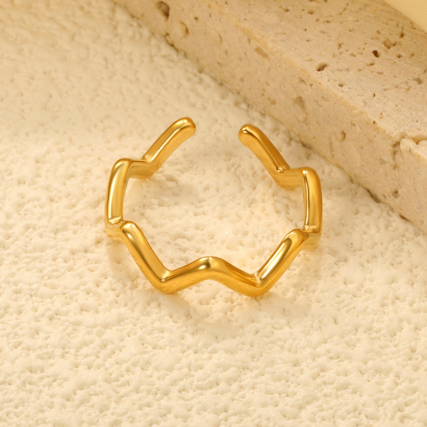 1.8mm Elegant Stainless Steel Ring Royal Fashion Adjustable Simple Wavy Shapering