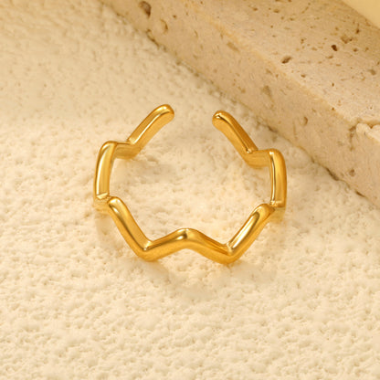 1.8mm Elegant Stainless Steel Ring Royal Fashion Adjustable Simple Wavy Shapering