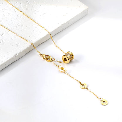 2024 New Year's 4 Circles & 1 Cylinder Accessory Pendant with Diamond Necklace 50cm