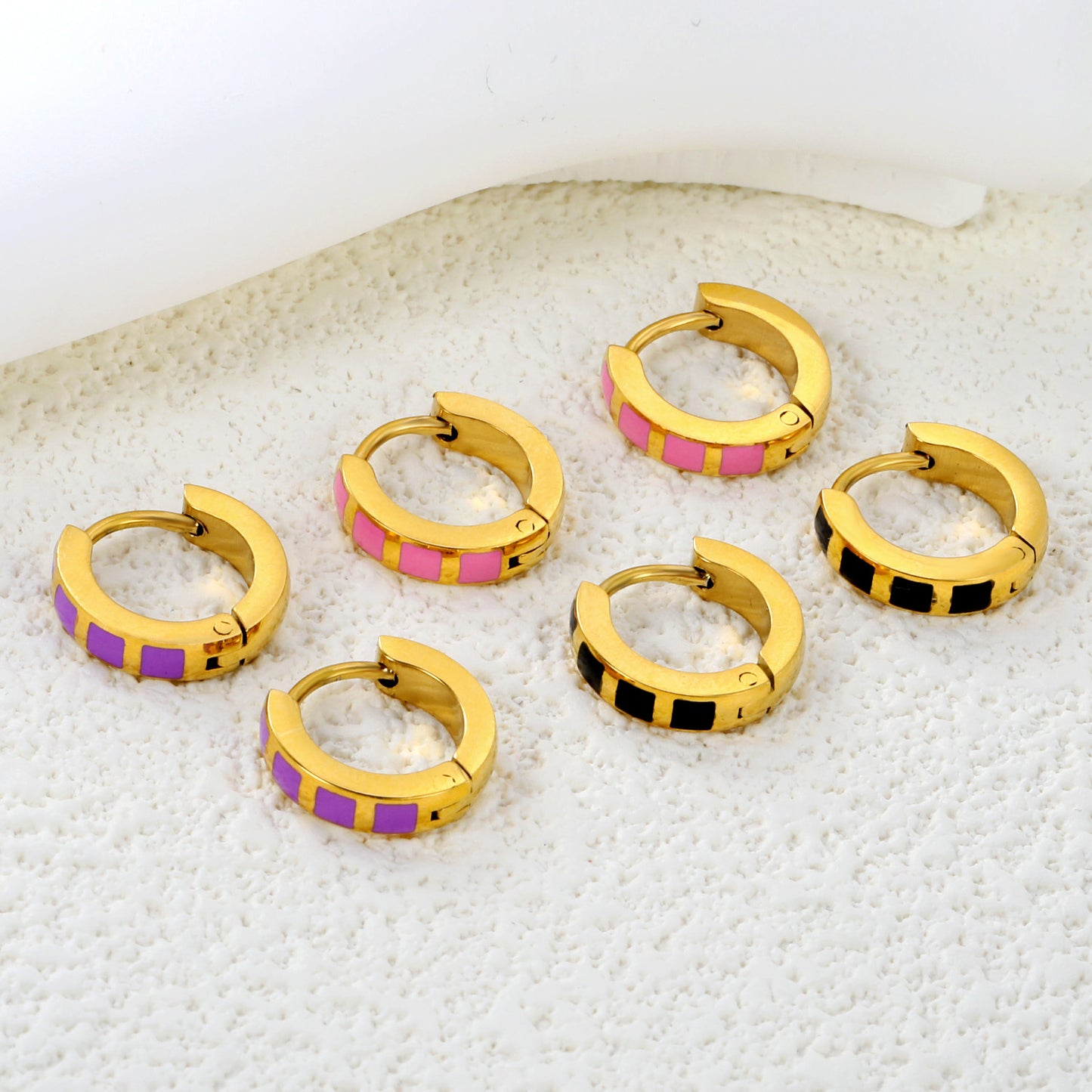 2.9*13.4mm 18K Gold Plated Colorful Enamel Hoop Earring Hypoallergenic Wholesale Earrings