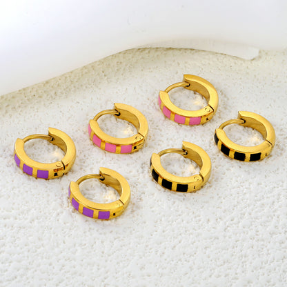 2.9*13.4mm 18K Gold Plated Colorful Enamel Hoop Earring Hypoallergenic Wholesale Earrings