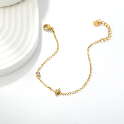 Chic Ethereal North Star Zircon Bracelet Wholesale | 18K Gold Plated | MOQ 12