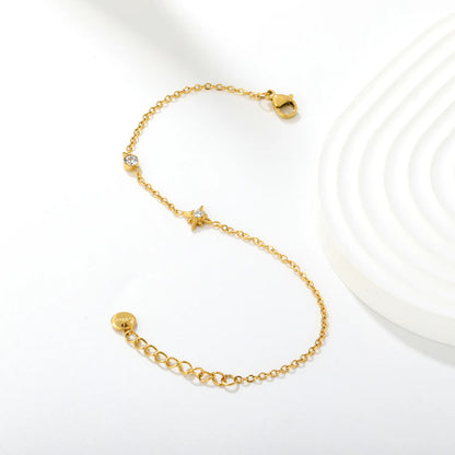 Chic Ethereal North Star Zircon Bracelet Wholesale | 18K Gold Plated | MOQ 12