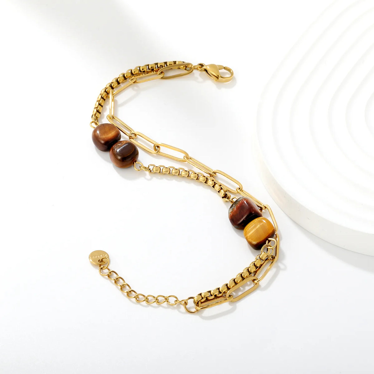 Boho Layered Natural Stone Bead Bracelet | Two Colors Option | 17+18+3cm Adjustable | Bulk Order MOQ 12