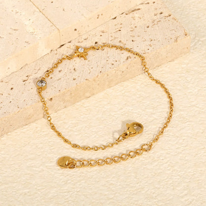 Chic Ethereal North Star Zircon Bracelet Wholesale | 18K Gold Plated | MOQ 12