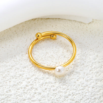 4.8mm Jewelry Ring Freshwater Pearl Ring Fashion Jewelry Ring Pearl Twist Adjustable Ring