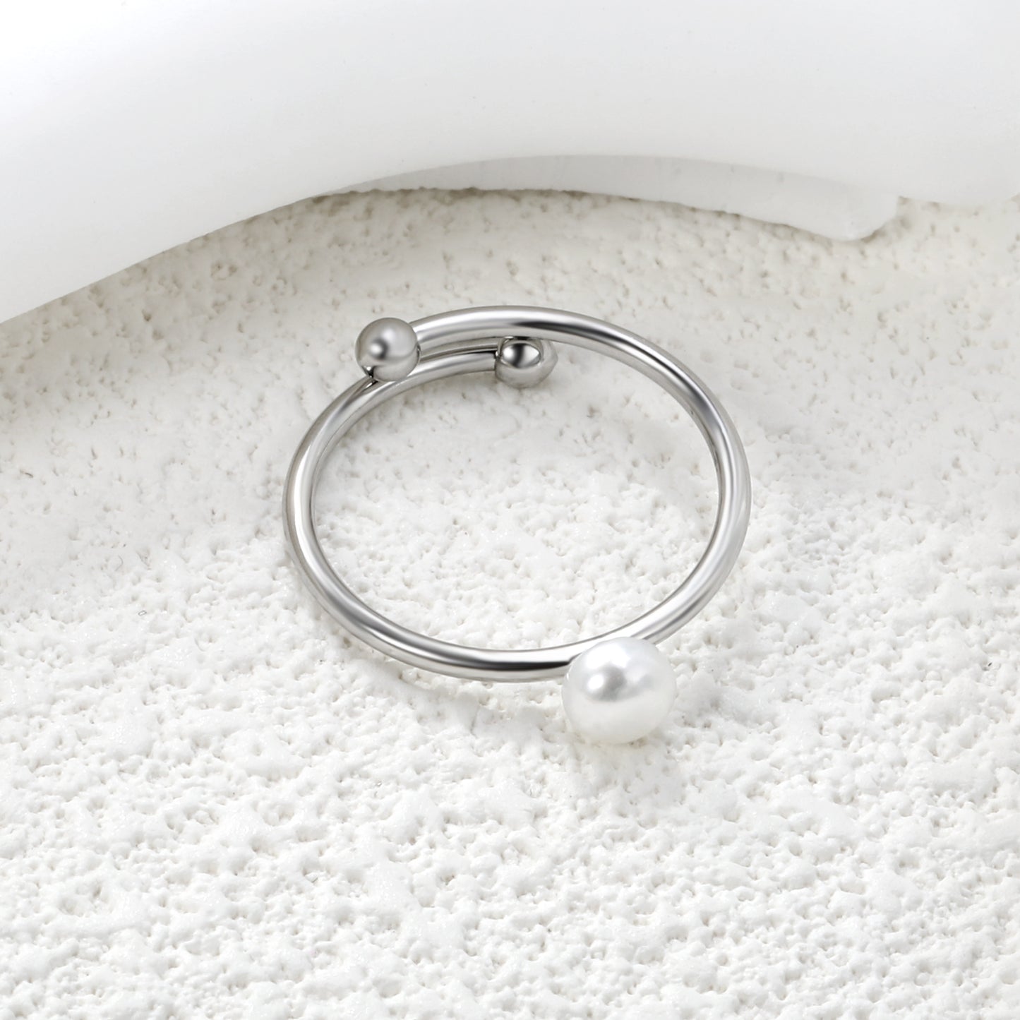 4.8mm Jewelry Ring Freshwater Pearl Ring Fashion Jewelry Ring Pearl Twist Adjustable Ring
