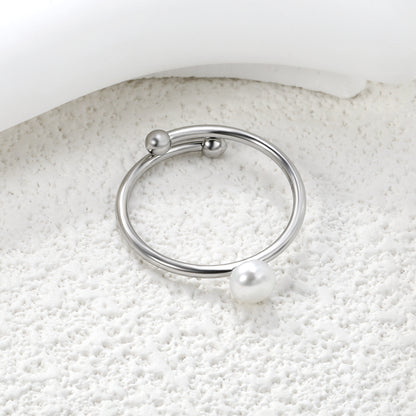4.8mm Jewelry Ring Freshwater Pearl Ring Fashion Jewelry Ring Pearl Twist Adjustable Ring